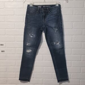 Mossimo Denim Mid-Rise Jegging Crop Distressed Skinny Jeans Size 0/25 #0098